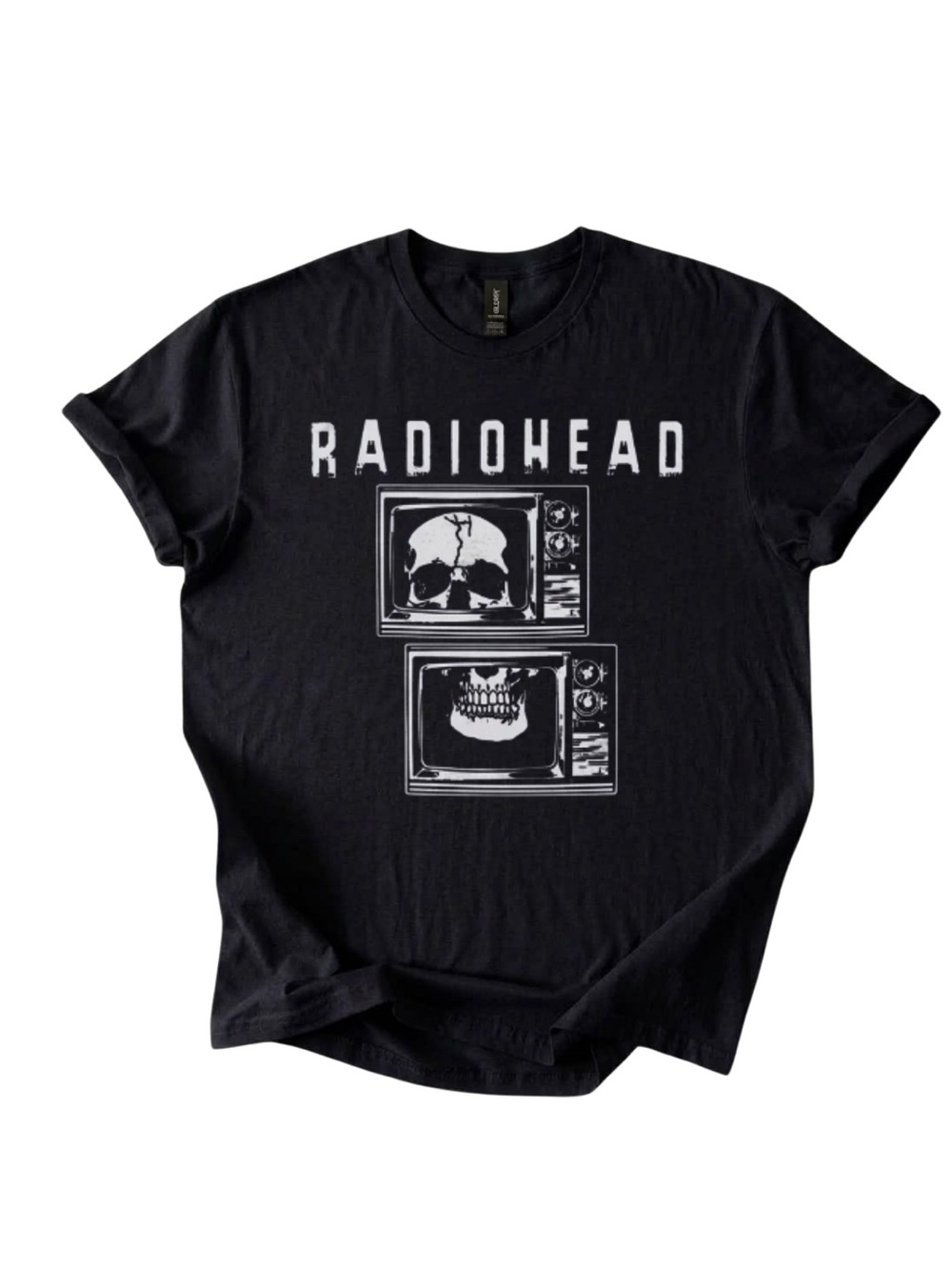 Gildan Radiohead Black Graphic Tee - Skull TV Design